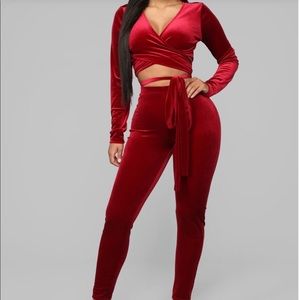 Burgundy Velvet 2 Piece Set